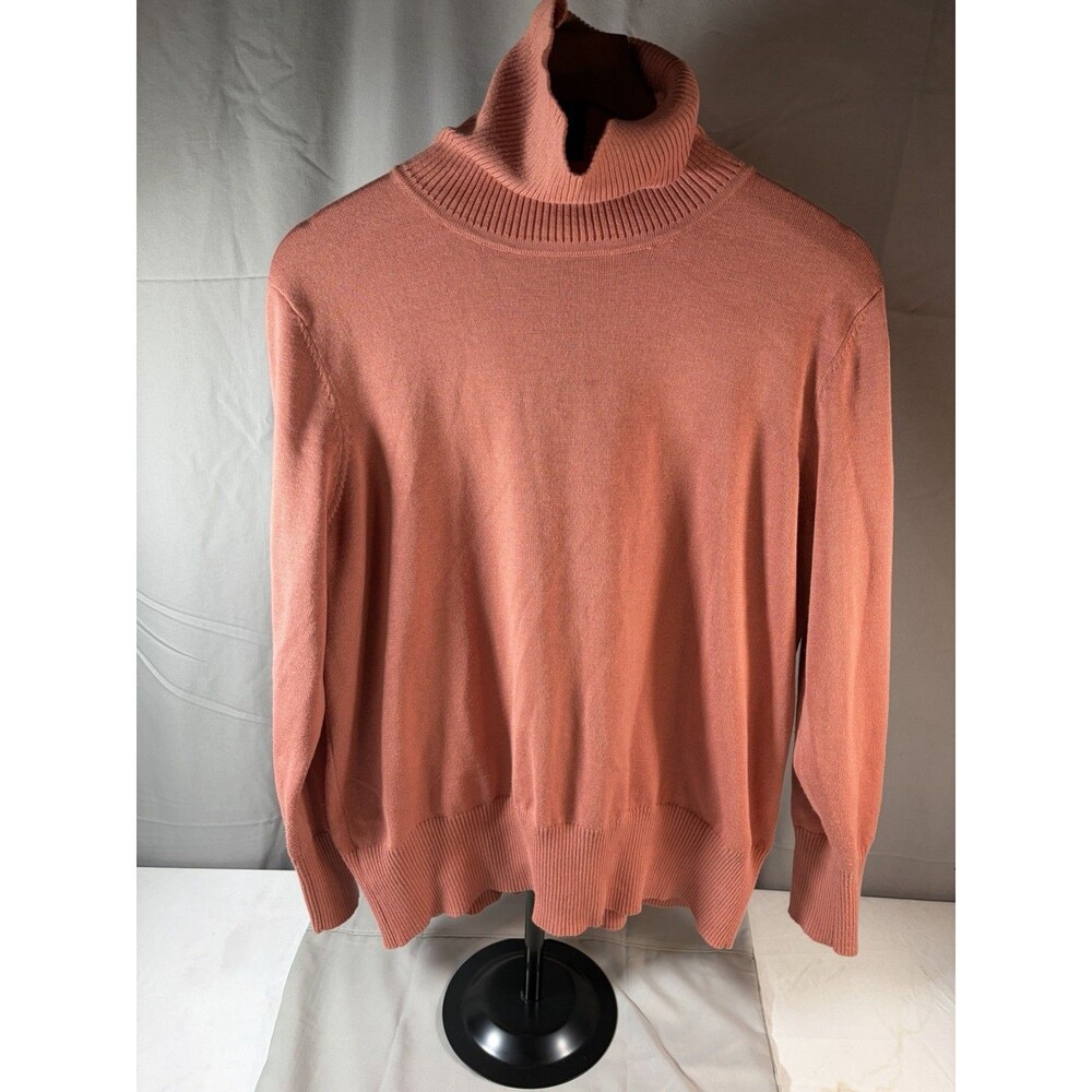 Retrelogy Peach Rib-Knit Turtleneck Pullover Sweater Long Sleeve XL